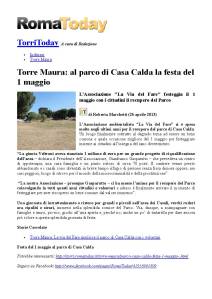 Articolo ROMAToday-Parco Casa Calda festa 1 Mag _26 apr 13_